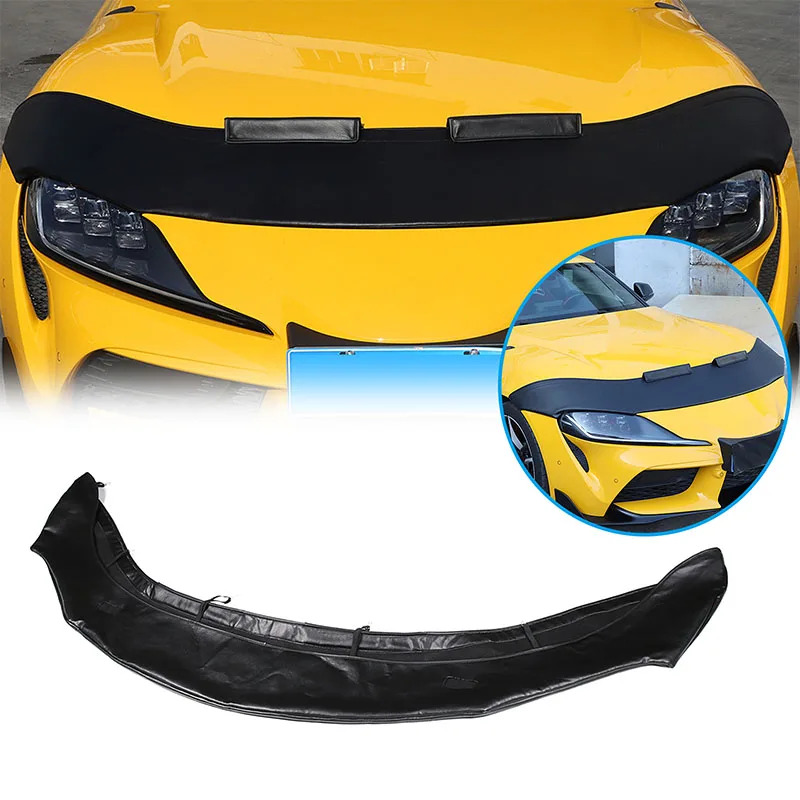 

For Toyota GR Supra MK5 A90 2019-24 Leather Black Car Hood Cover Sand Block Stone Deflector Hood Protection Set Car Accessories