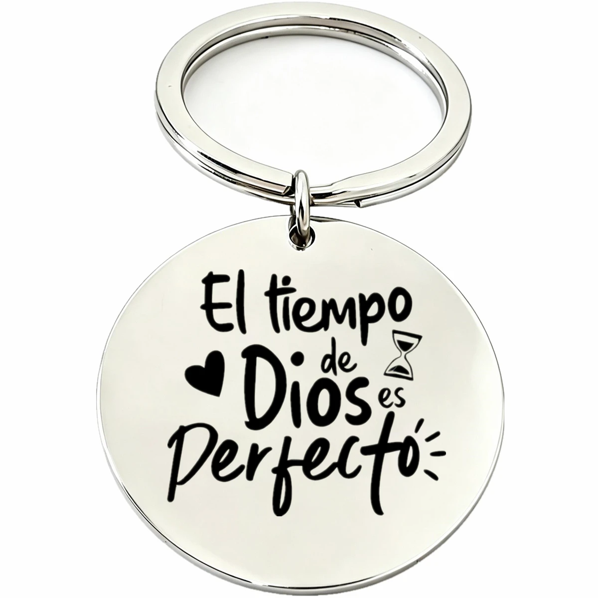 1pc Spanish Inspirational Quote El Tiempo Dios De Es Perfecto Keychain Motivational Keyring Gift for Colleagues Teacher Student