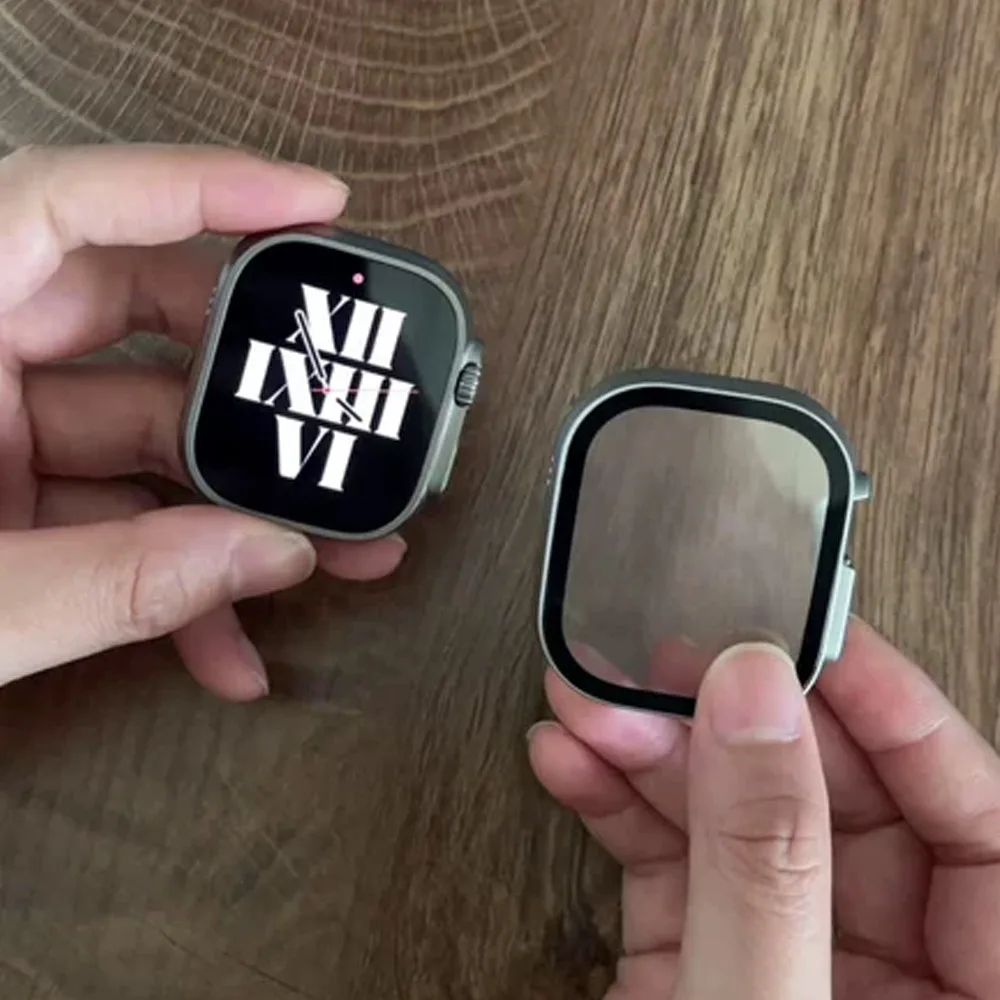 Abdeckung für Apple Watch Ultra 2 49 mm Gehäuse Zubehör PC stoßfeste Stoßstange + gehärtetes Glas Displayschutzfolie iWatch Ultra 2 3 49 mm