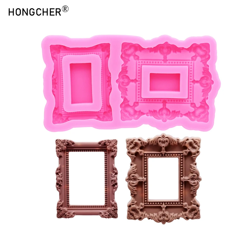 

European embossed small photo frame sculpture chocolate cake dessert decoration silicone mold DIY resin photo frame drip molds
