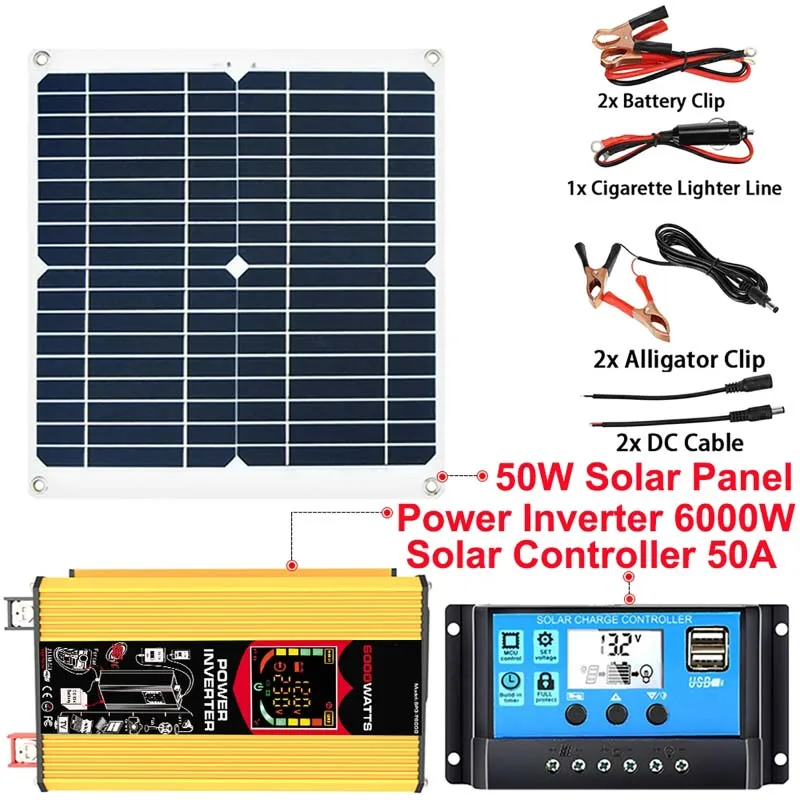 

Автомобильный инвертор напряжения 6000 Вт, 18 В, 50 Вт, система солнечной панели от 12 В до 110 В, 220 В со светодиодный ным дисплеем, трансформатор напряжения, модифицированный синусоидальный сигнал