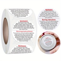 1roll,500pcs Candle Warning Label Sticker Scented Candle Container Safe Use Tips Self-adhesive Label, Box Seal Sticker