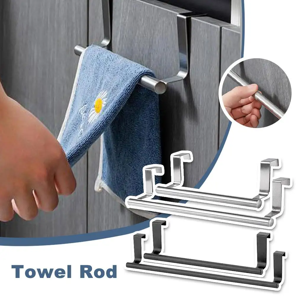 

Towel Rack Over Door Towel Bar Hanging Holder Stainless Rack Home Rag Steel Hanger Organizer Towel Bathroom Cabinet Kitchen E1X7