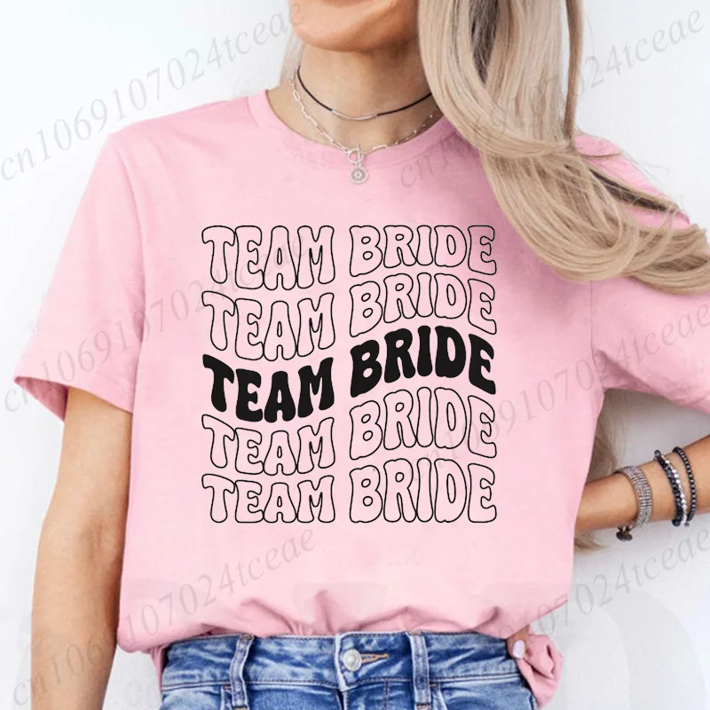Camisa de novia del equipo para mujer, camisetas personalizadas para fiesta nupcial con fecha, regalos de propuesta de dama de honor, camisetas de boda de despedida de soltera para mujer