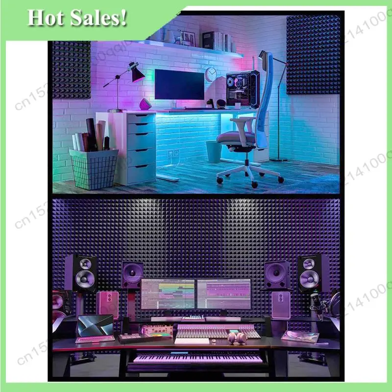 -FDDT 120 Pack Self-Adhesive Sound Proof Foam Panels 2Inch X 12Inch X 12Inch Acoustic Panels, For Home Studio Office