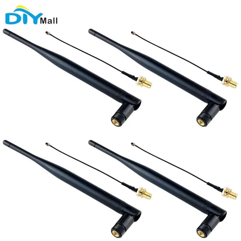 DIYmall 5DBi Male LoRa Antenna 868MHz/915MHz with Extension Cable for Meshtastic LoRa 32 V3 & LoRaWAN (4PCS)