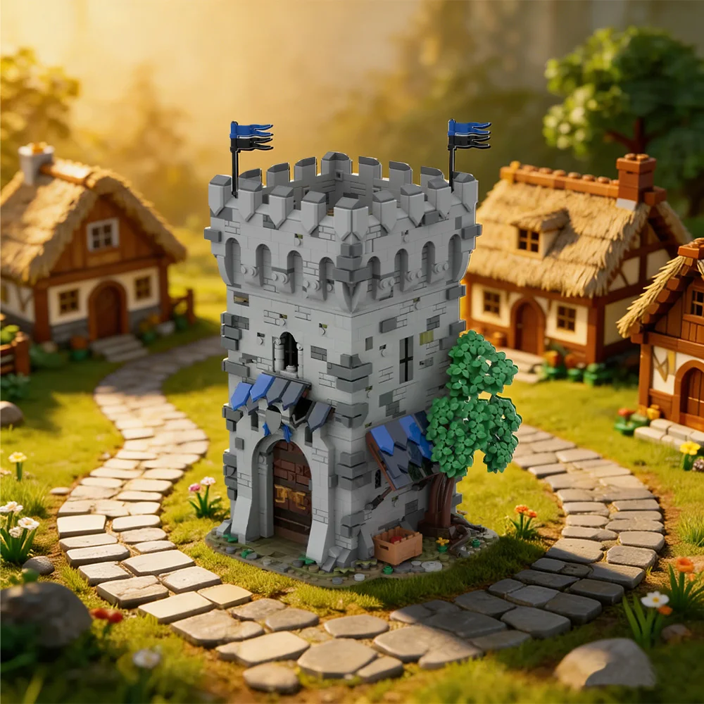 MOC Falcon's Outpost Building Blocks Medieval Castle Watchtower Military Outpost Bricks Toy Adult Gift