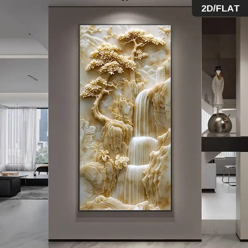 Frameless modern abstract waterfall mountain painting large size living room decoration painting bedroom corridor decoration