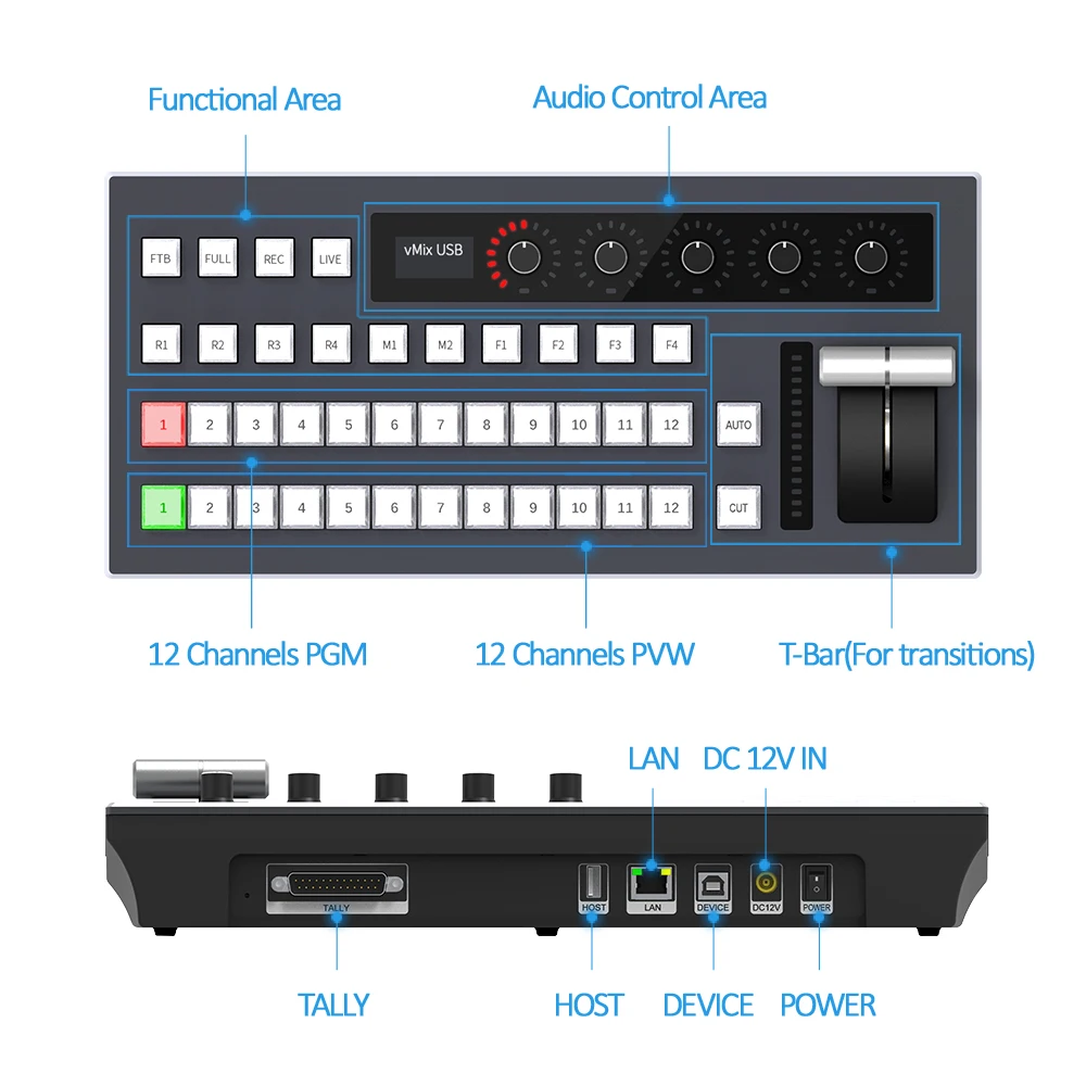 Hot Video Studio Equipment Vmix Video Switcher Mixer With 12 Channels  and 12 Channels PVW for Sale - view 2
