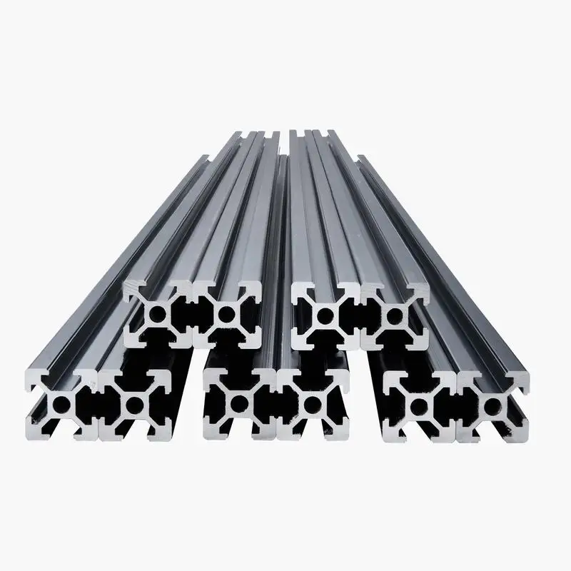 Lot de 10 profilés en aluminium, profilé en aluminium extrudé 2020 à rainure en T de 1500 mm, rail linéaire anodisé selon la norme européenne, profil à rainure pour imprimantes 3D, machines CNC, bricolage, gravure laser, noir
