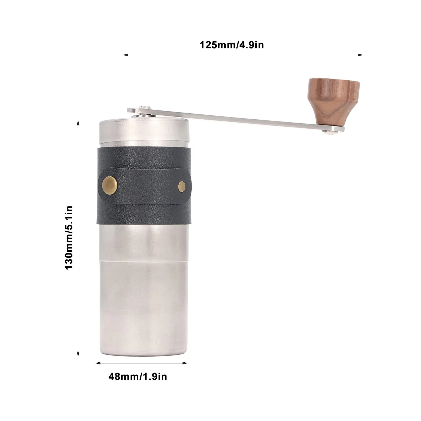 Molinillo de café Manual de acero inoxidable, molino de café Manual portátil con Funda de cuero PU para el hogar, prensa francesa de café por goteo