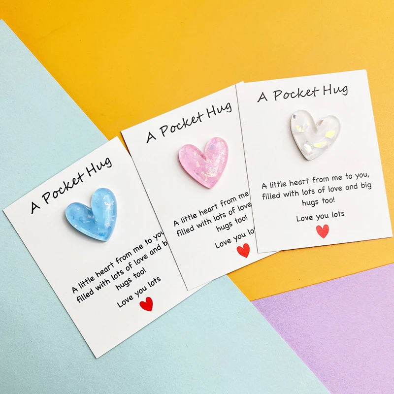 5pcs Cute Little Heart Pocket Hug, Decorated Pocket Hug With Encouragement Card, Special Birthday, Wedding, Party, Valentine'S