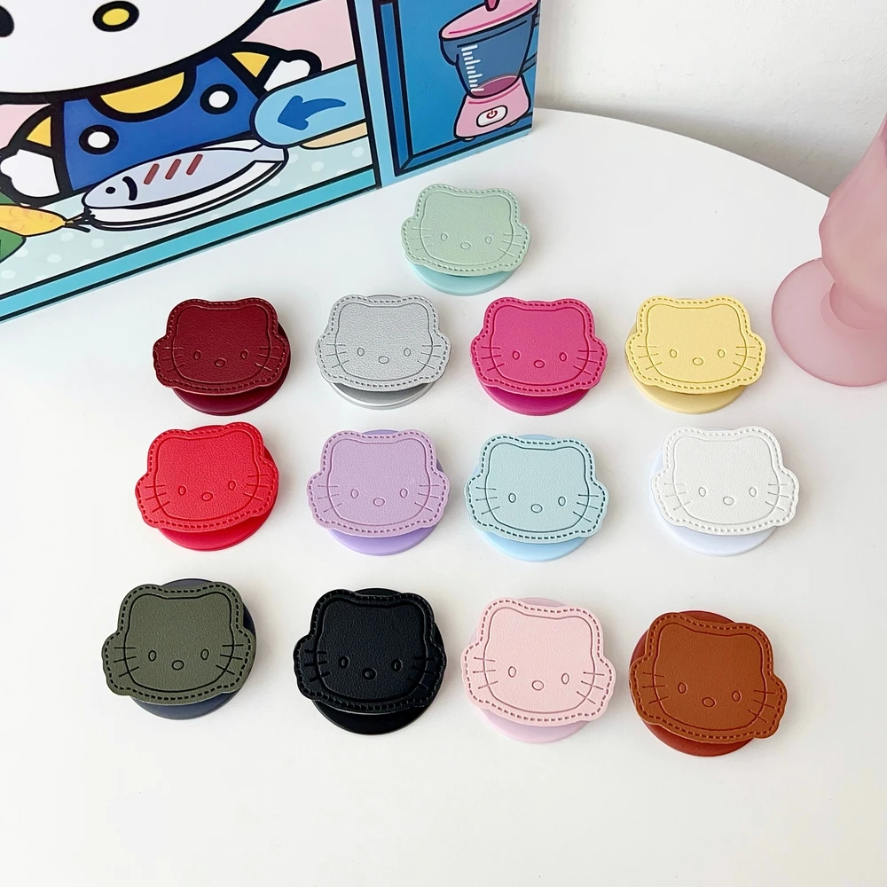 

Cute Sanrio Hello Kitty Leather For Magsafe Magnetic Phone Griptok Grip Tok Stand For iPhone Foldable Wireless Charging Holder