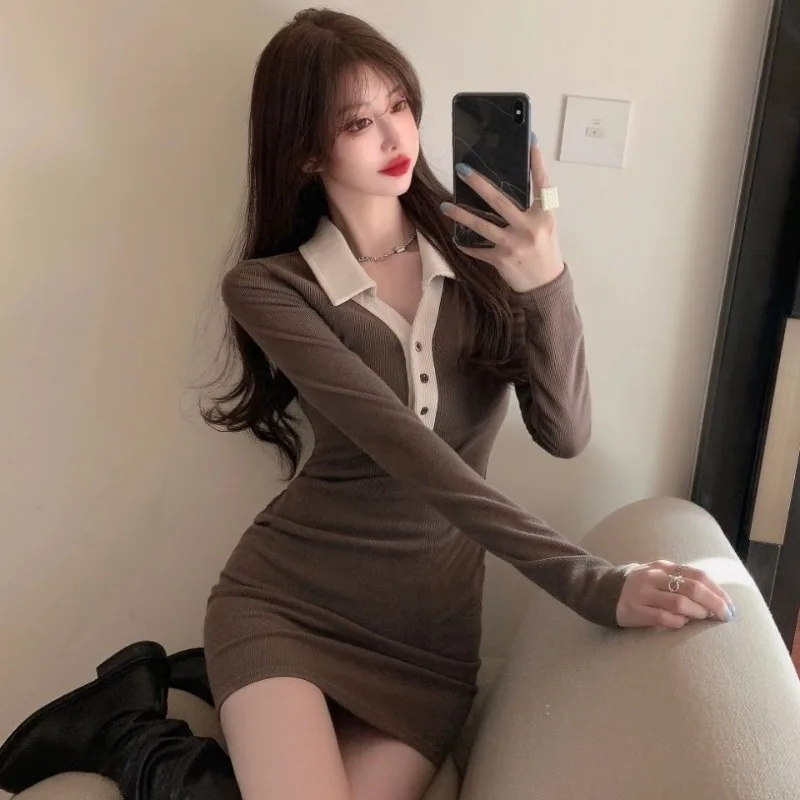 Sexy vestido feminino bodycon apertado elegante festa espartilho outfits completo casual juventude retro algodão feminino vestidos de manga longa coquette