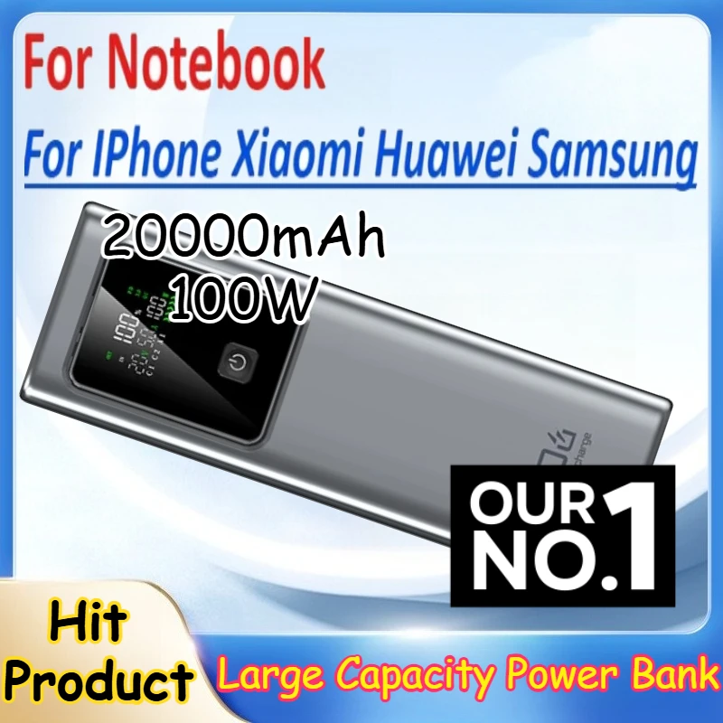 

Notebook Power Bank for Notebook IPhone Xiaomi Huawei Samsung 20000mAh 100W Super Fast Charging