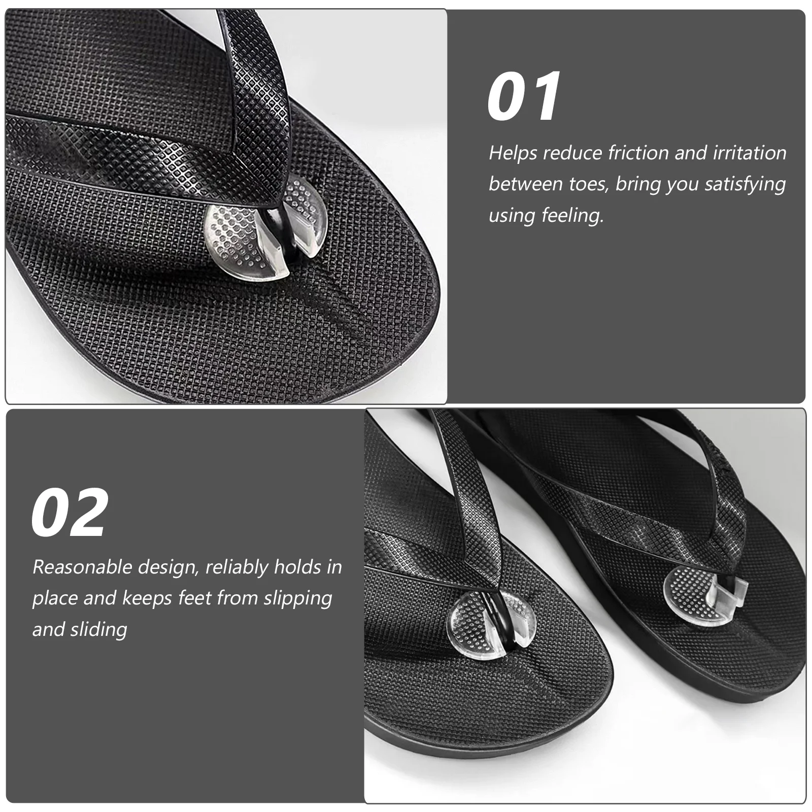 

4Pairs Clear Silicone Toe Protector Cushions Forefoot Pads Non Slip Toe Guards for Thong Sandals and