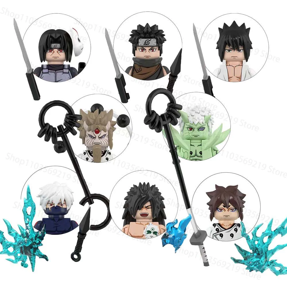 8 stks/set Naruto Animatie Spel Perifere Speelgoedstenen Cartoon Actiefiguren Montage Puzzel Onderwijs Collectie Ornament Model - afbeelding 1