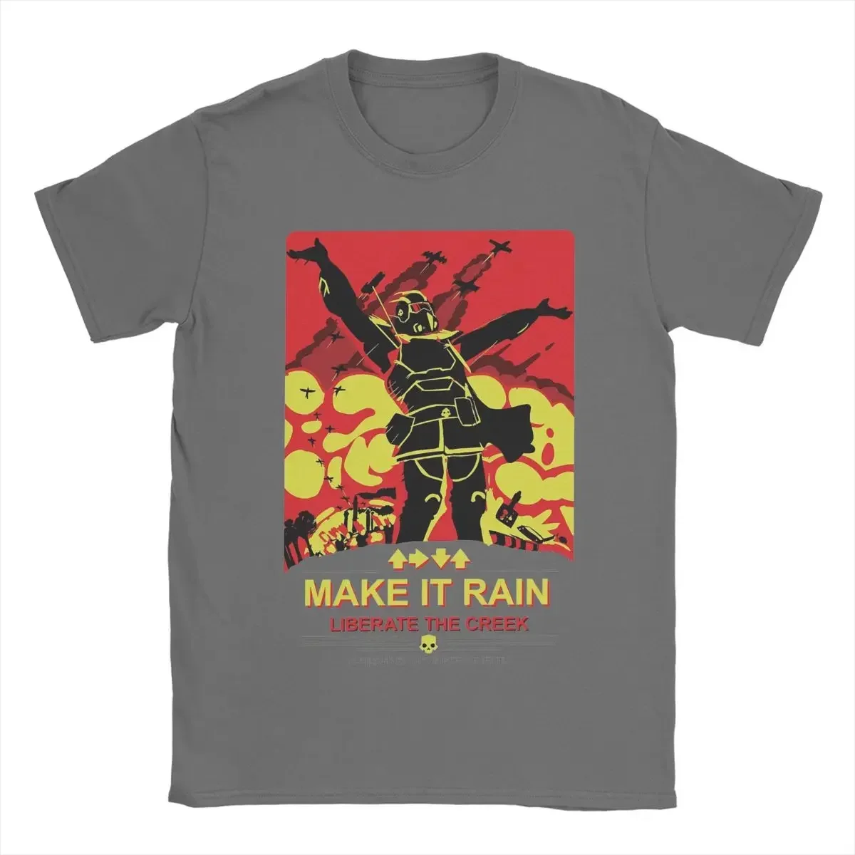 Pure Cotton Birthday Present Clothing HellDivers 2 Make It Rain Liberate The Creek Men T Shirt Tee  Round Collar heavyweight