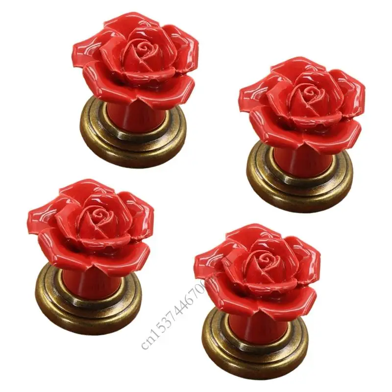 

4Pieces Florals Designs Ceramics Cabinets обрабатывает ручки сплавного сплава цинк p9yb