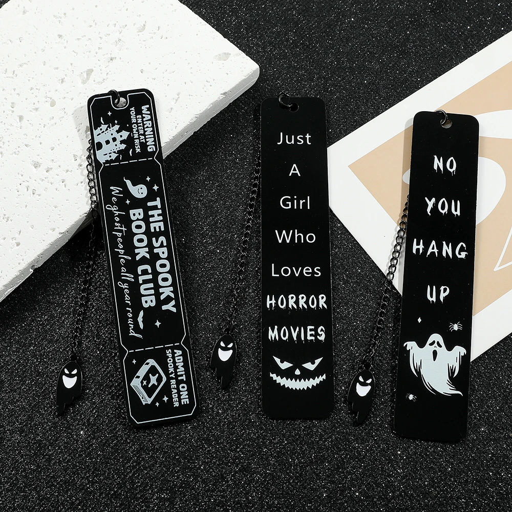 Creative Halloween themed bookmark - Black stainless steel bookmark, a reading gift for readers, a gift for horror enthusiasts
