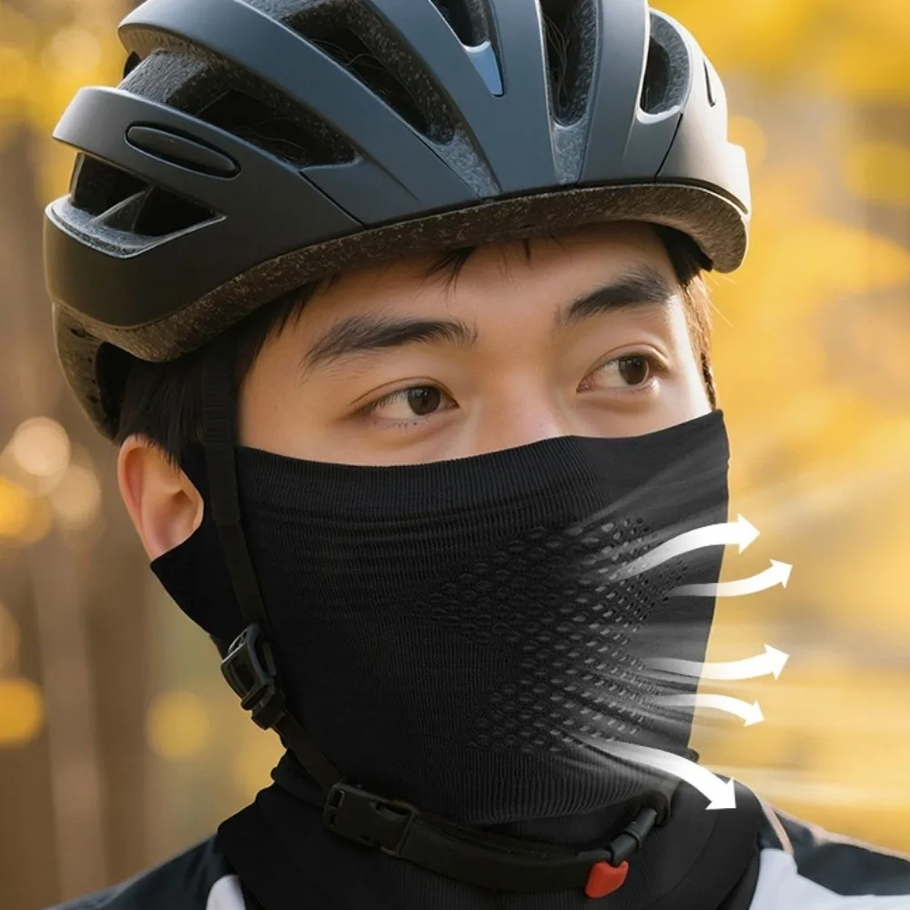 قناع ركوب دافئ لحماية الرقبة، مقاوم للرياح، شبكة مجوفة، غطاء وجه دافئ مريح للتنفس، قناع وجه لركوب الدراجات في الهواء الطلق
