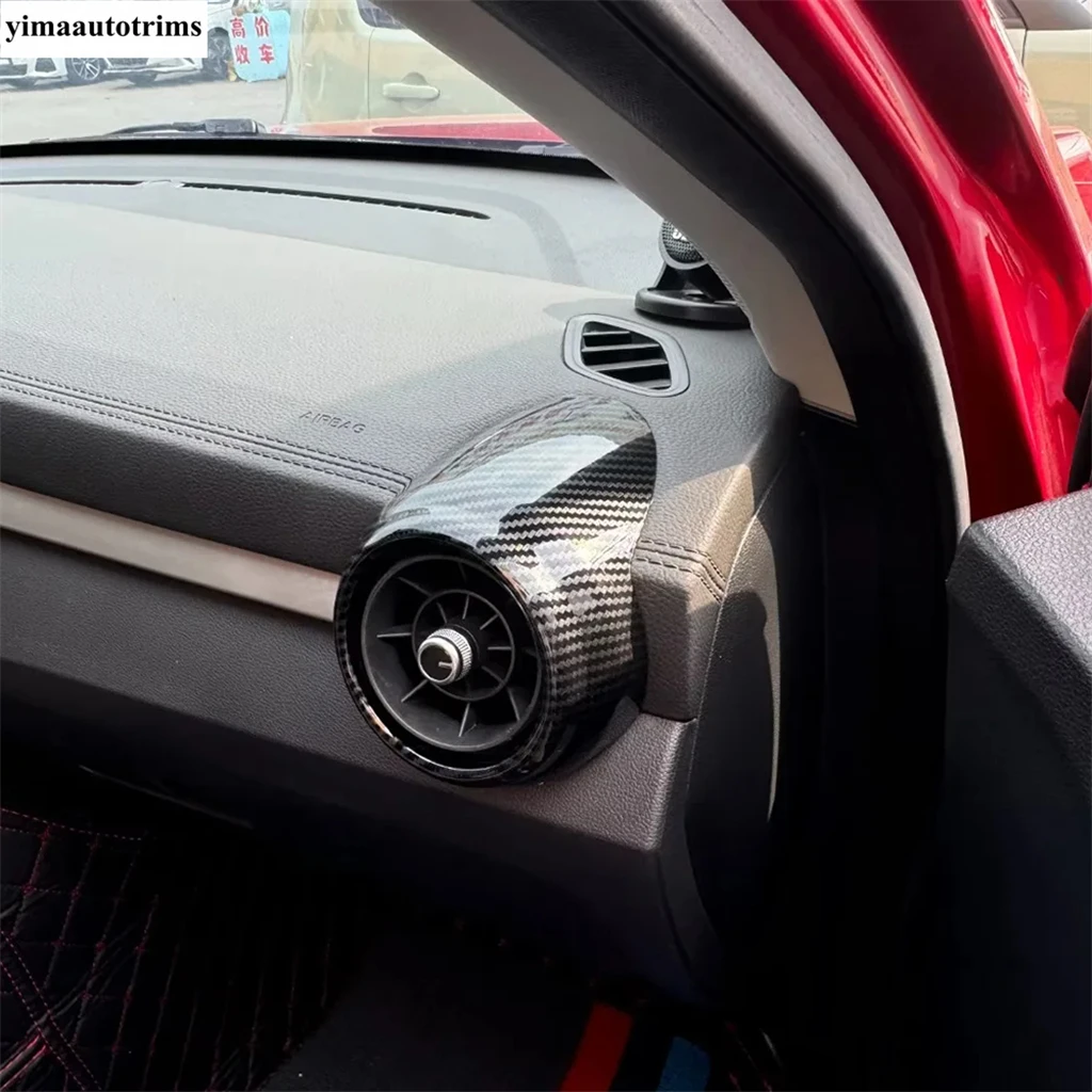 ل MG ZS EV 2018 - 2024 LHD RHD ABS ألياف الكربون الجانب الأمامي لوحة القيادة تكييف الهواء منفذ التيار المتناوب تنفيس غطاء إطاري الكسوة الداخلية