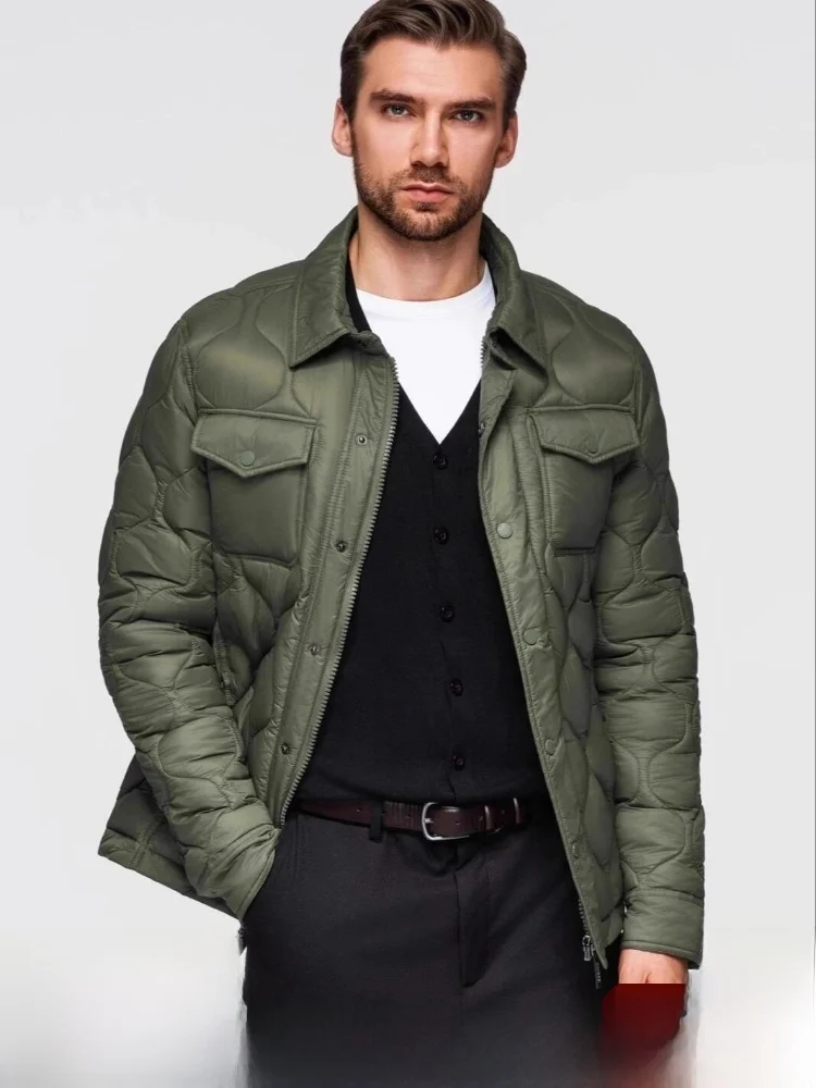 

Warmth Meets Sle: High-End Autumn Winter Men's Lightweight Thermal irt Sle Gourd Stitching Cotton Jaet Coat
