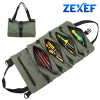 ZEXEF Canvas Roll Tool Bag Multi-Purpose Organizer Bucket Handbag Car First Aid Kit Wrap Roll Storage Case