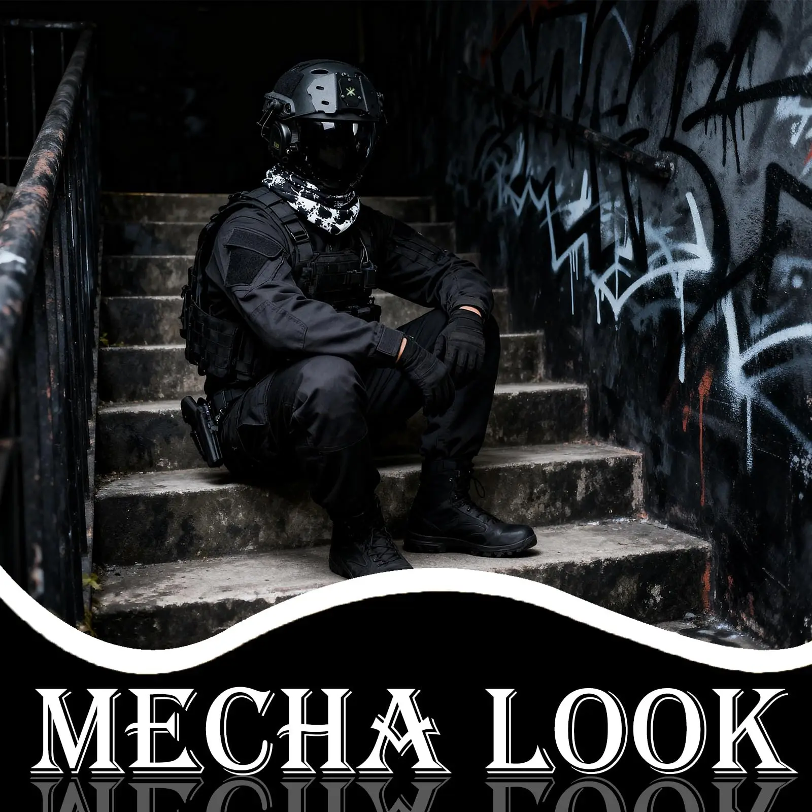 

FAST High Cut Bump Helmet Kit, Futuristic Full-Face Protective Mask, Noise-Cancelling Tactical Headphones for Airsoft Paintball