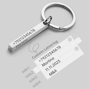 Personalized stainless steel keychains, 3D bar keychains, recorded text, name and date, custom keychain, starting rings, love gift, p039 10 Main Sales Keychain Lyrics - №6