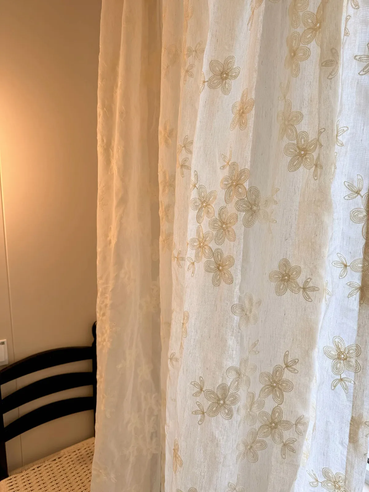 Custom Size French-style Retro Cotton and Linen Embroidered Window Screen Curtains for Living Dining Room Bedroom Window Decor