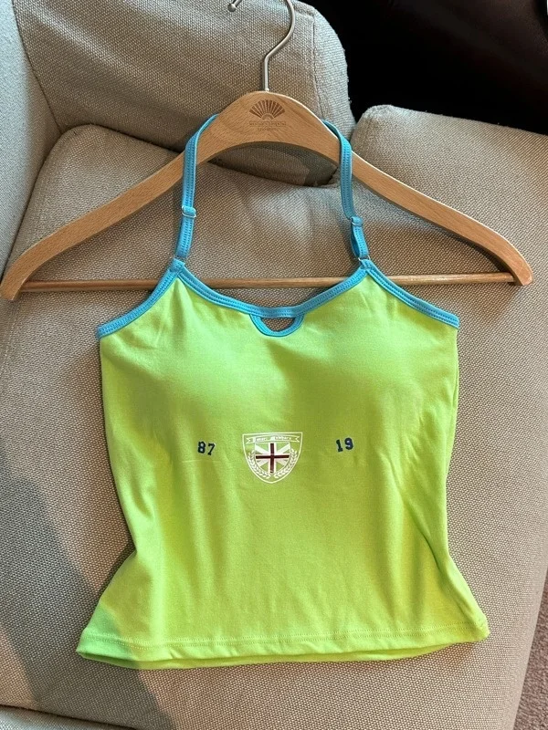 

Sexy Spicy Girl Letter Print ter Ne Vest Top Women's Base Layer Outerwear Silk Material Slim Fit ort Sle round Ne