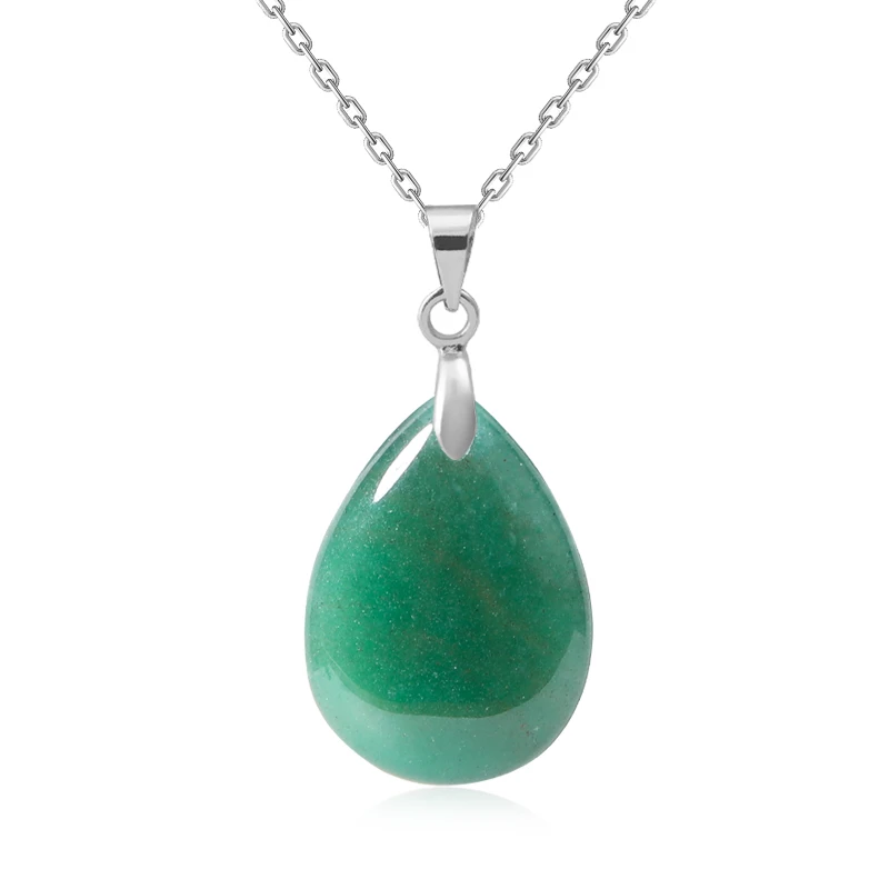 Neue Modische Naturstein-Kristall-Anhänger Tropfenförmiger Einfacher Anhänger Halskette Ohrringe Schmuckherstellung Mit Kette Collier – Detail 39