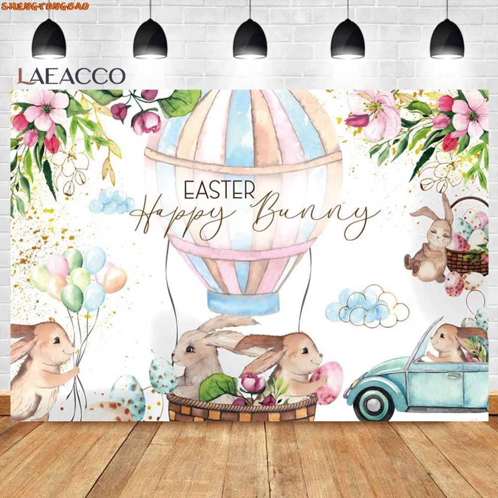 Fotografie Achtergrond Lente Bloemen Paashaas Verjaardagsfeestje Cartoon Konijn Vlinder Decoratie Achtergrond Fotostudio Prop