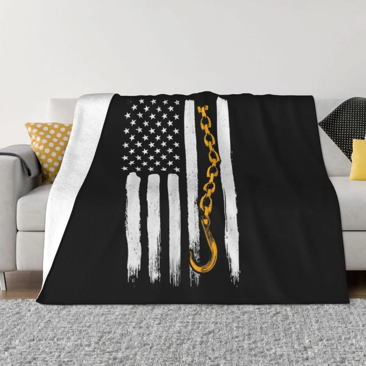 

Patriotic Tow Truck Operator Throw Blanket bed plaid Camping valentine gift ideas Hairys Blankets