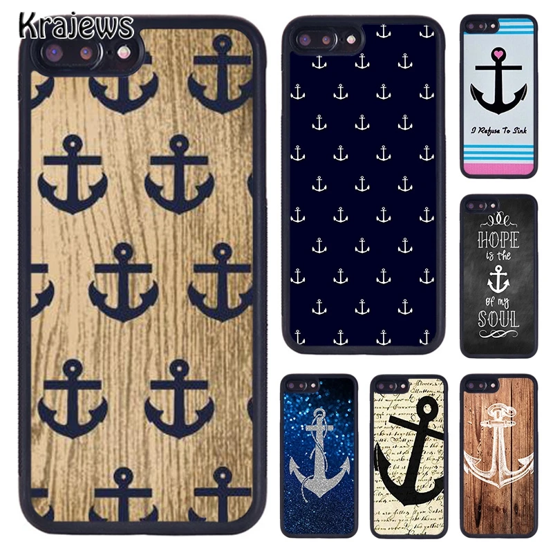 Krajews Anchor nautical ocean tattoo star graphic Phone Case For iPhone 16 15 14 plus 11 12 mini 13 Pro XR XS Max coque