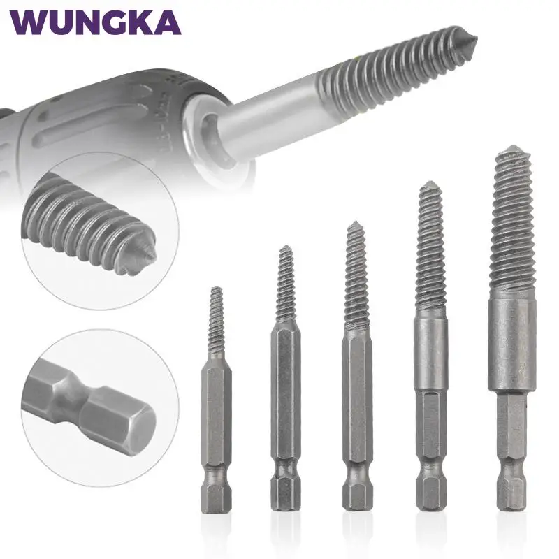 Screw Extractor Center Drill Bits Guide Set Broken Damaged Bolt Remover Hex Shank And Spanner For Hand Tool