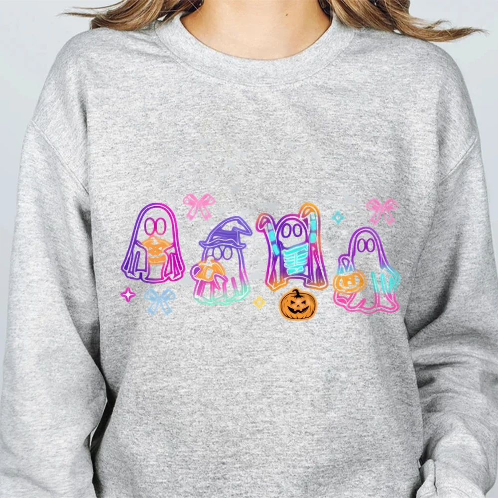 Trendy Women’s Sweater Rainbow Halloween Ghost Sweatshirts Women's Halloween Costumes Autumn Graphic Hoodie Cute Ghost Pullover