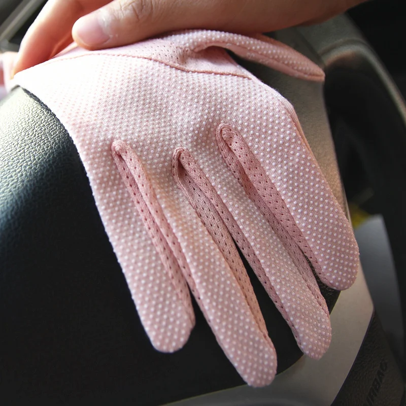 2024 New Fashion Women Mid-long Summer Cotton Black Print Cycling Thin Touch Screen Driving Gloves for Women