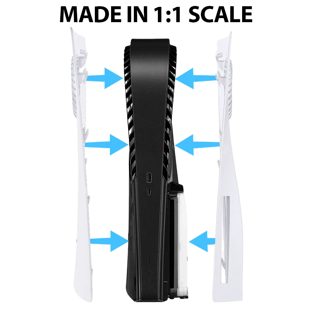 Penutup Pengganti untuk PS5 dengan Pelat Wajah Ventilasi Kipas untuk Cakram/Edisi Digital ABS Cangkang Pelindung Anti Gores Tahan Benturan Keras