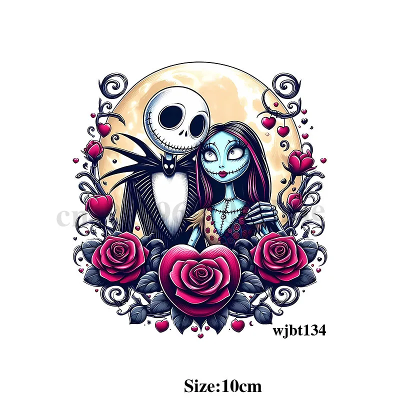 The Nightmare Before Christmas Jack Sally UV DTF Transfer Stickers for Water Bottle DIY Cartoon Bottle Cup Wrap Self Adhesive