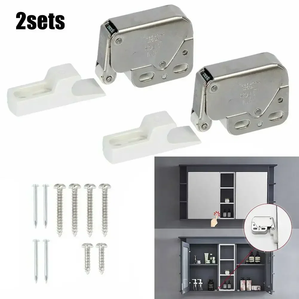 

2x Self-locking Door Boat Mini Push Catch Latch Cabinets Caravan Motorhome Cupboard Doors Cupboard Lock With Cross Key