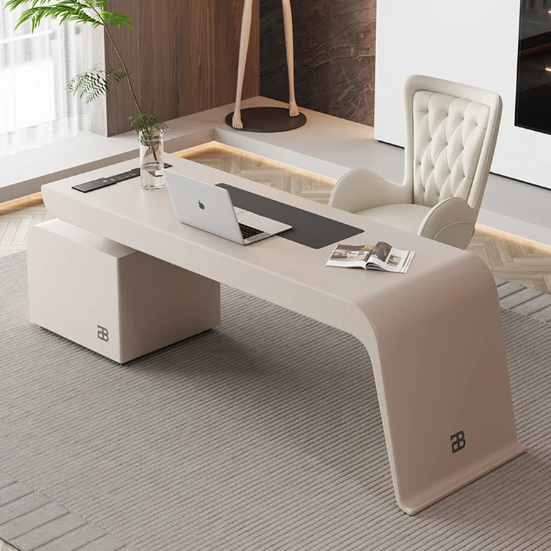 

Lacquered light luxury boss table and chairs simple modern sense of luxury President manager supervisor desk furniture