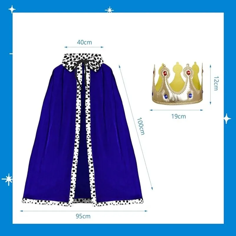 

King Halloween Costume Crowns for Kids Red Robe Blue Robe Children Dress Up Hat Crown Cosplay Performances Party Accessory