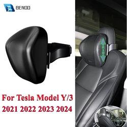 For Tesla Model Y Model 3 Multifunction Adjustable Car Neck Pillow Premium Vehicle Head Rest Support Headrest with Phone Holder