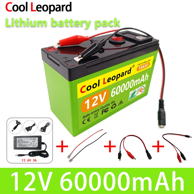 

Cool Leopard NEW 12V 60Ah 18650 Lithium Battery Pack,For Sprayers Electric Vehicle Batterie 12.6V Charger Built-In BMS