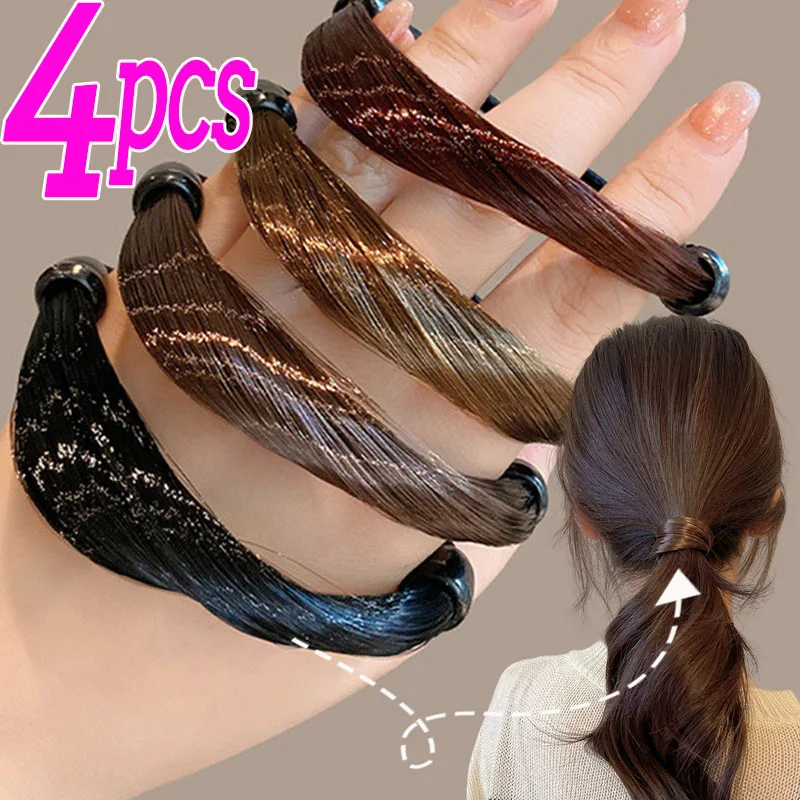 

1/4pcs Wig Braided Hair Band for Women Pigtail Type Rubber Bands Korean Style Hair Ring for Girl Hair Extension Ponytail Holder