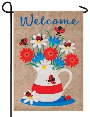 Burlap Patriotic Pitcher Applique Garden Flag