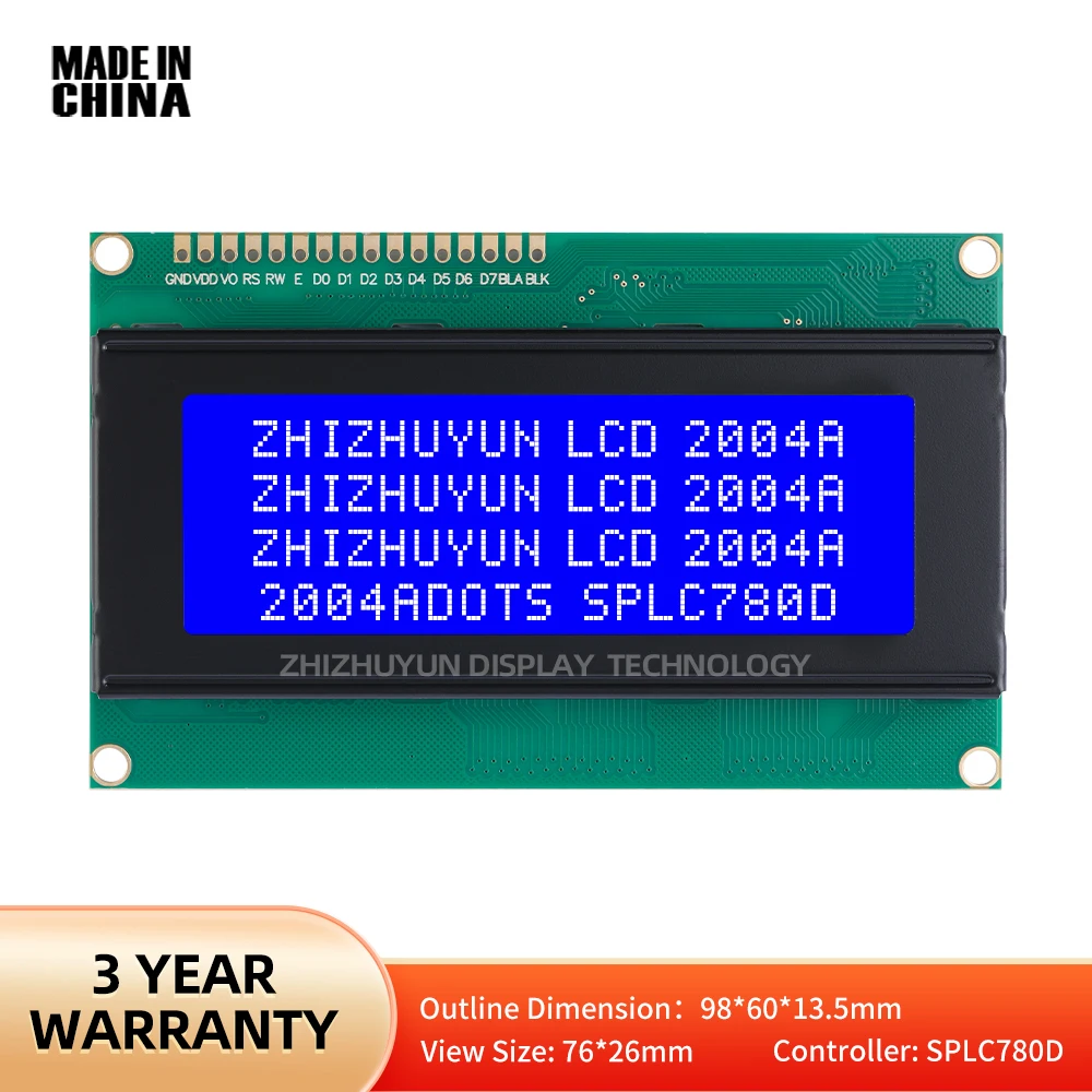 شاشة عرض بشاشة LCD ، شاشة زرقاء ، LCM ، 20x4 ، 5V ، 2004A