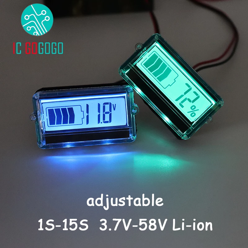 TH01 LCD 1S 2S 3S 4S 5S 6S- 15S بطارية ليثيوم قدرة مؤشر عرض ليبو ليثيوم أيون قابل للتعديل الباقي كاشف تستر